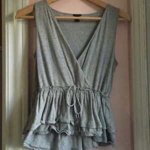 Gray j crew casual ruffle tank